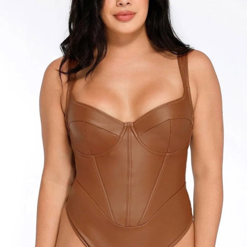 Faux Leather Bodysuit for Women
